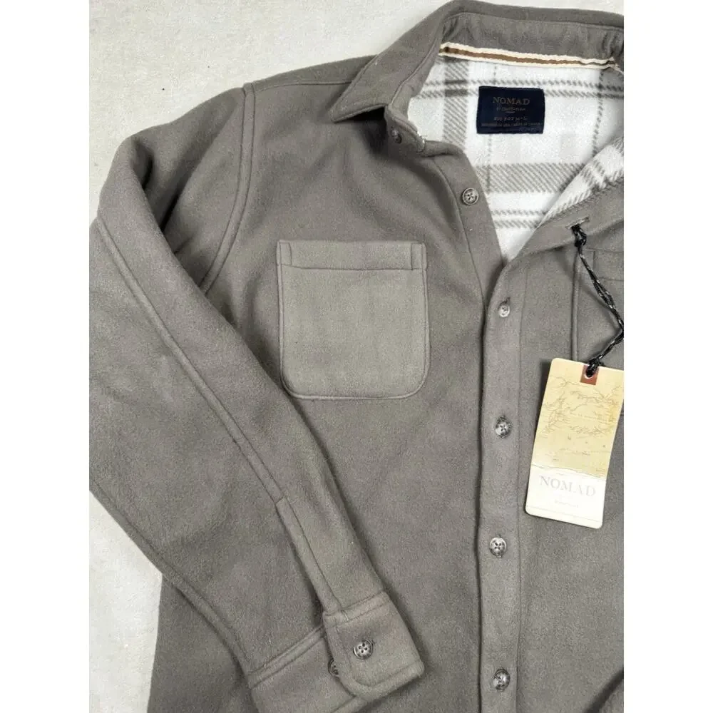 Nomad Craft+Flow Boys L Fleece Shirt Jacket Shacket Plaid Lined Gray NWT